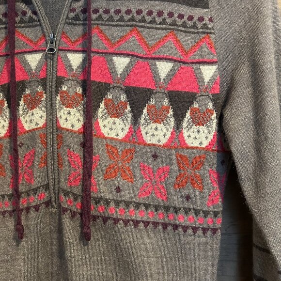 SMARTWOOL x Charley Harper Glacier Bay Zip Hoodie Hooded Wool Sweater Top Sz S - Picture 2 of 5